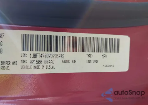 2007 Jeep Compass Sport from USA, damaged, VIN 1J8FT47037D295749